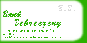 bank debreczeny business card